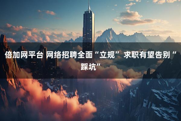 倍加网平台 网络招聘全面“立规” 求职有望告别“踩坑”